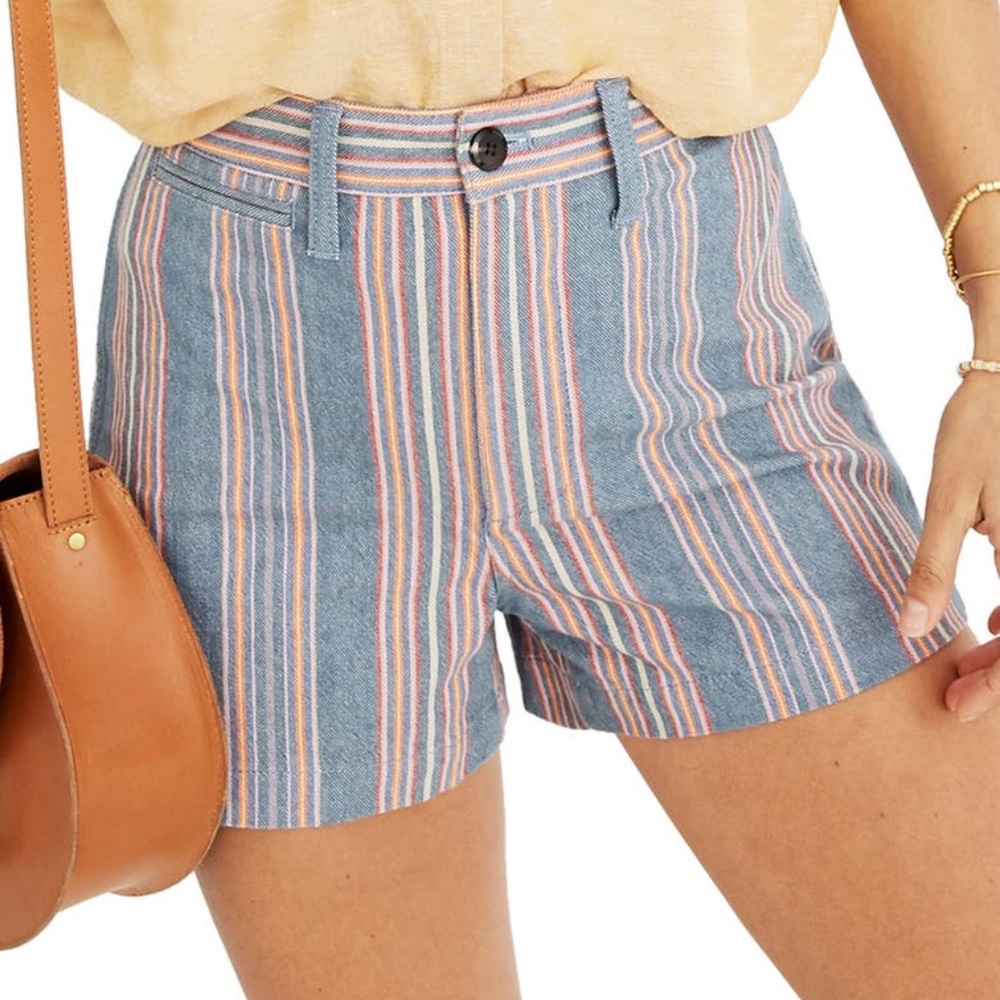 Madewell 25 Emmett Rainbow Striped shorts